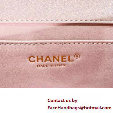 chanel Shiny Lambskin, Imitation Pearls  &  Gold-Tone Metal Mini Flap Bag PINK AS4385 2024